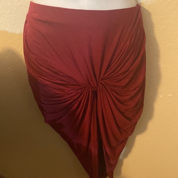 Simlu high low drape two layer skirt burgundy wine large - Picture 9 of 12